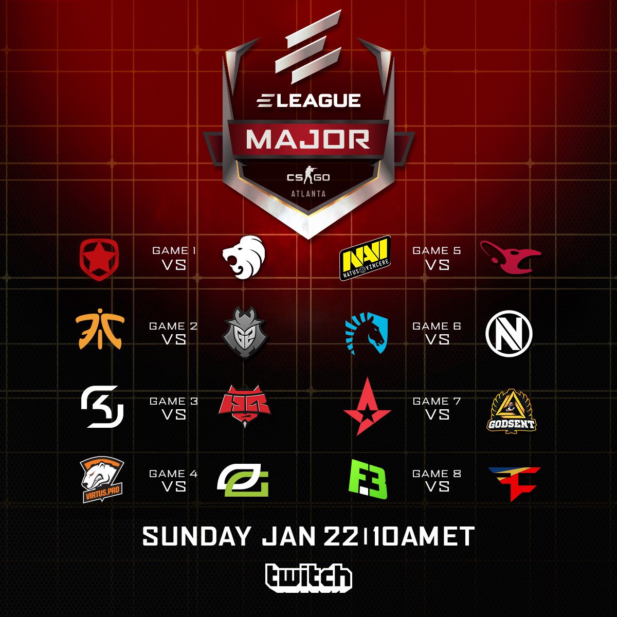 Eleague Major首轮对阵出炉 North率先登场 Csgo中文网 易玩网 5e对战平台官网