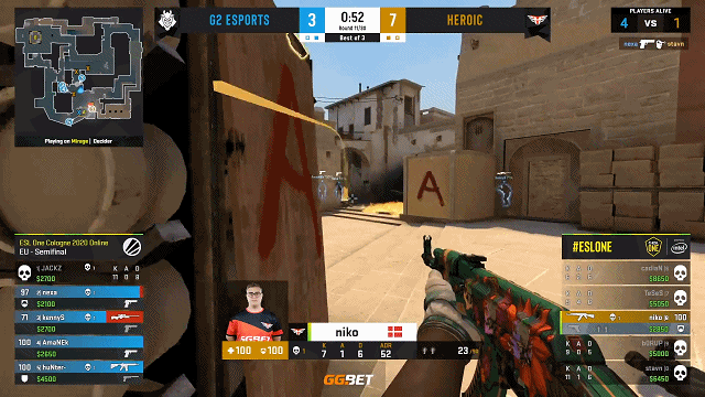 CSGO比分 ESL One科隆:Heroic以2比1比分击败G2晋级总决赛