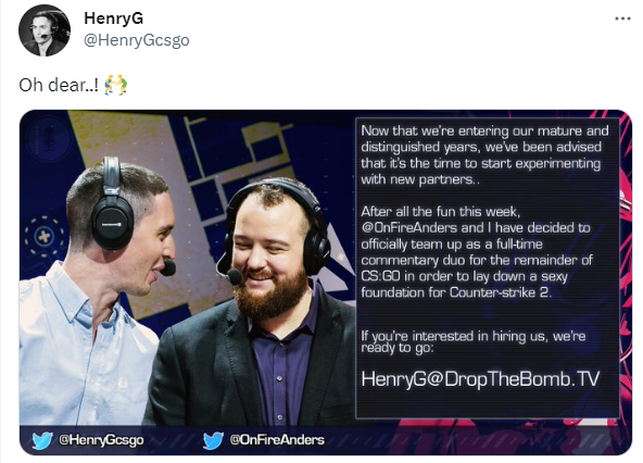 HenryG重回解说台与Anders组成官方解说组合_5EPlay - 5EPlay赛凡网