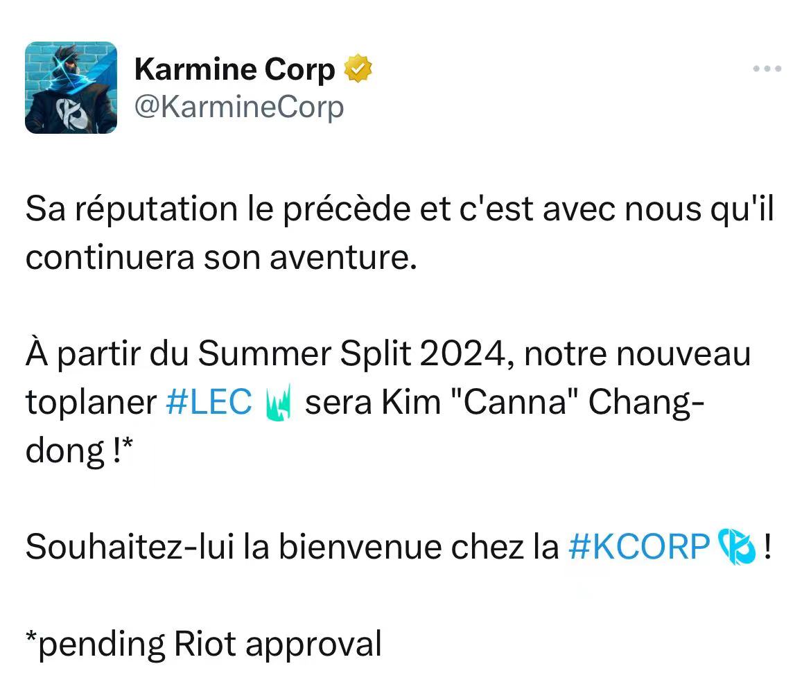 LEC转会期】KC官宣上单Canna加入_5EPlay - 5EPlay赛凡网