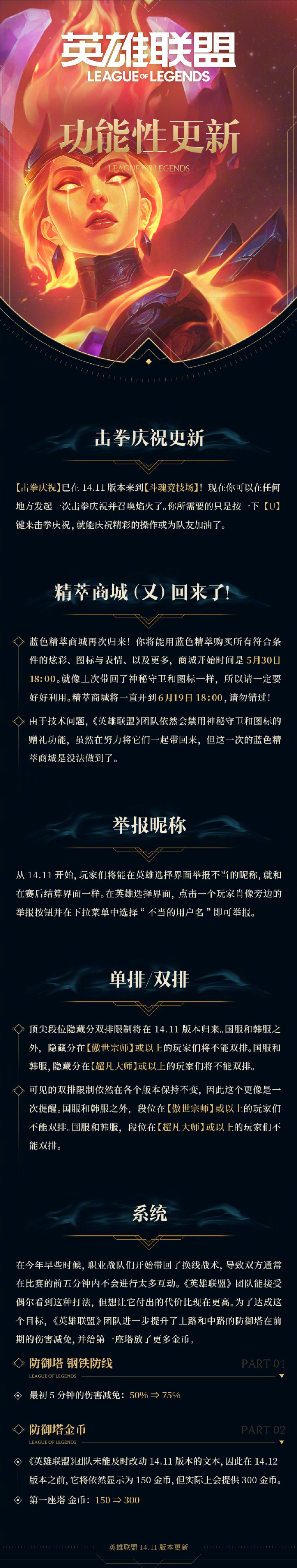 英雄联盟国服14.11版本：精粹商城回归，防御塔保护机制调整_5EPlay - 5EPlay赛凡网, image size:690x3639