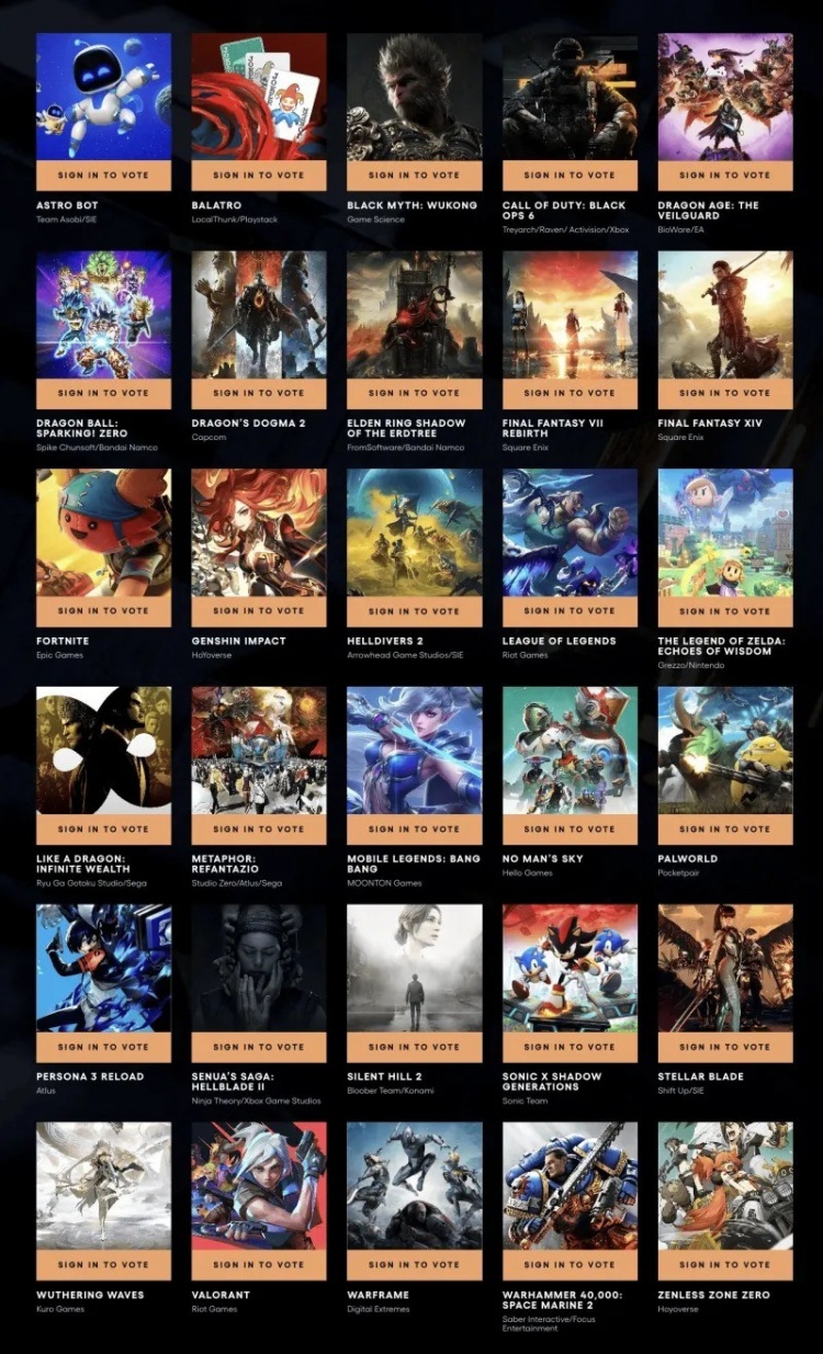 TGA玩家之声奖提名公布：黑神话悟空、LOL、无畏契约等在列_5EPlay - 5EPlay赛凡网