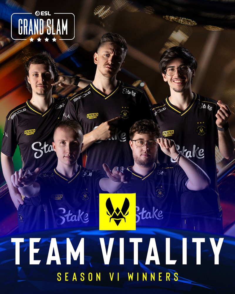 Vitality成为历史上首支两次斩获大满贯的队伍，进一步巩固赛场统治地位