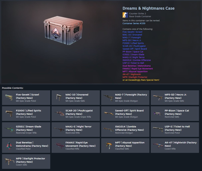 V社更新CS武器箱及胶囊在Steam端的展示界面